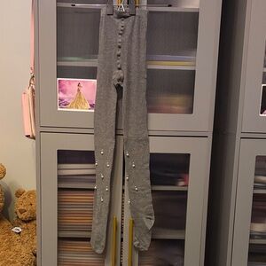 Gray Tights with Pearl Accents